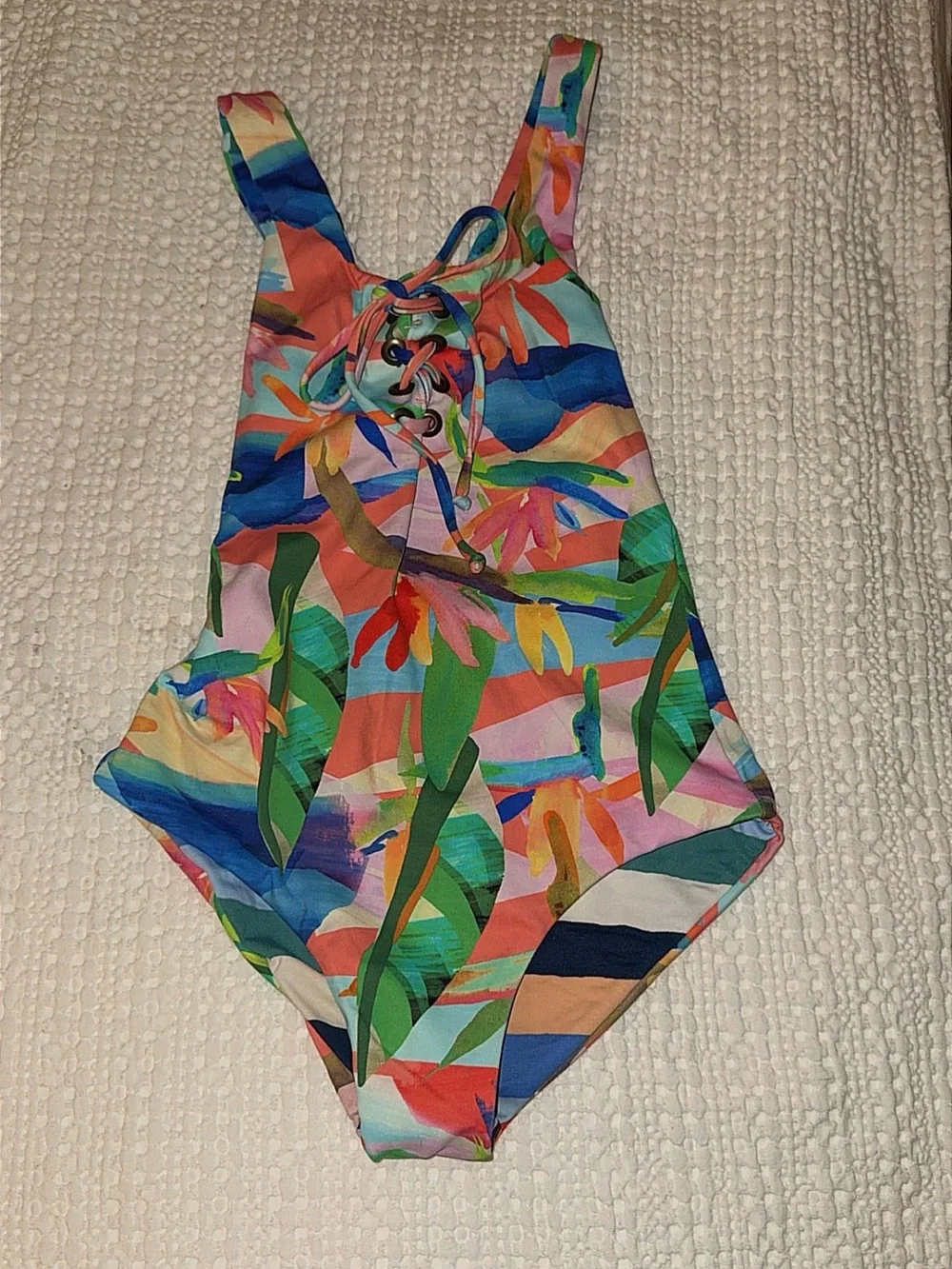 MAAJI 8 GIRLS ANDROS JUNGLE Reversible Stripes LACE TIE FRONT Criss Cross back